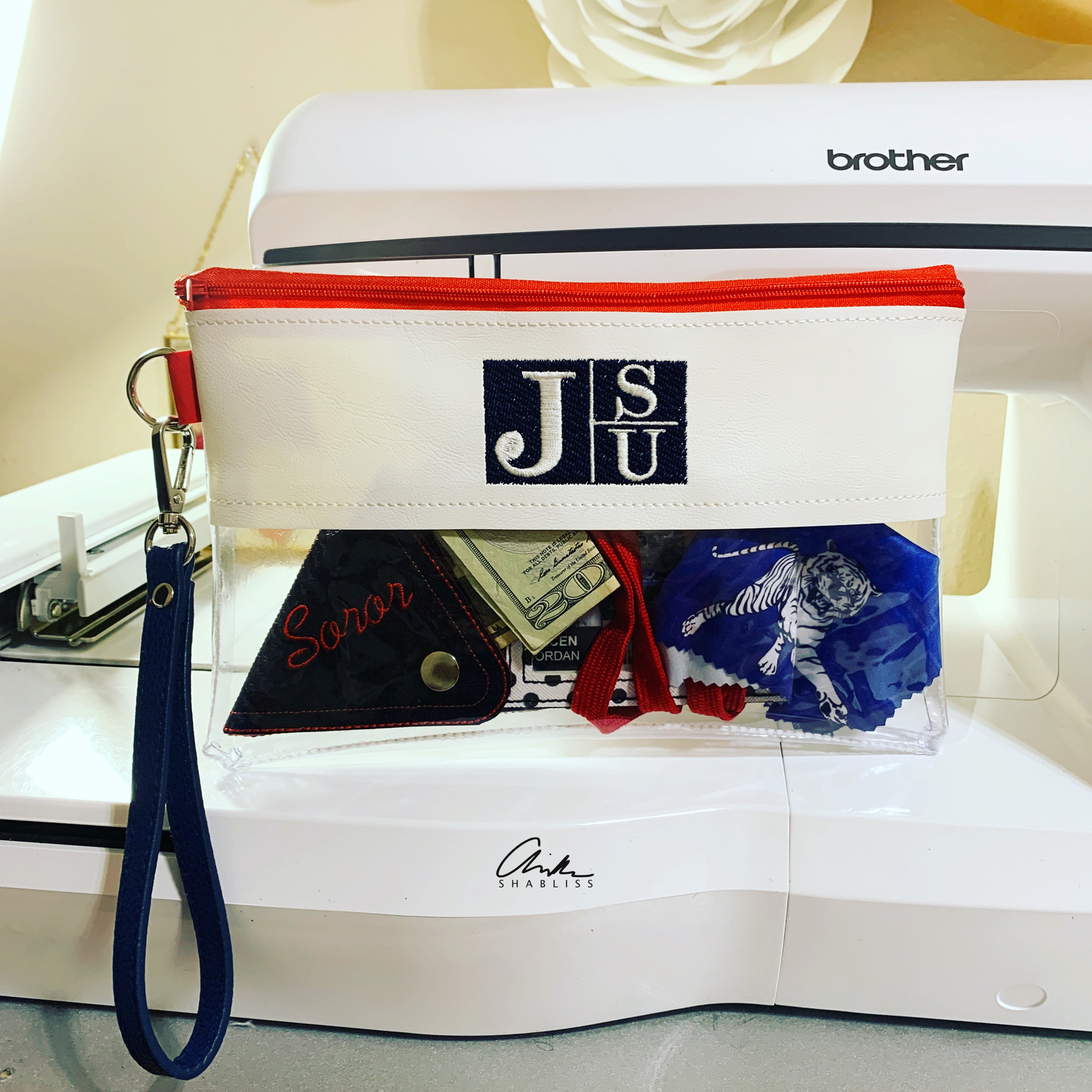 JSU Clear Stadium Game Day Wristlet Bag (Red Wristlet)