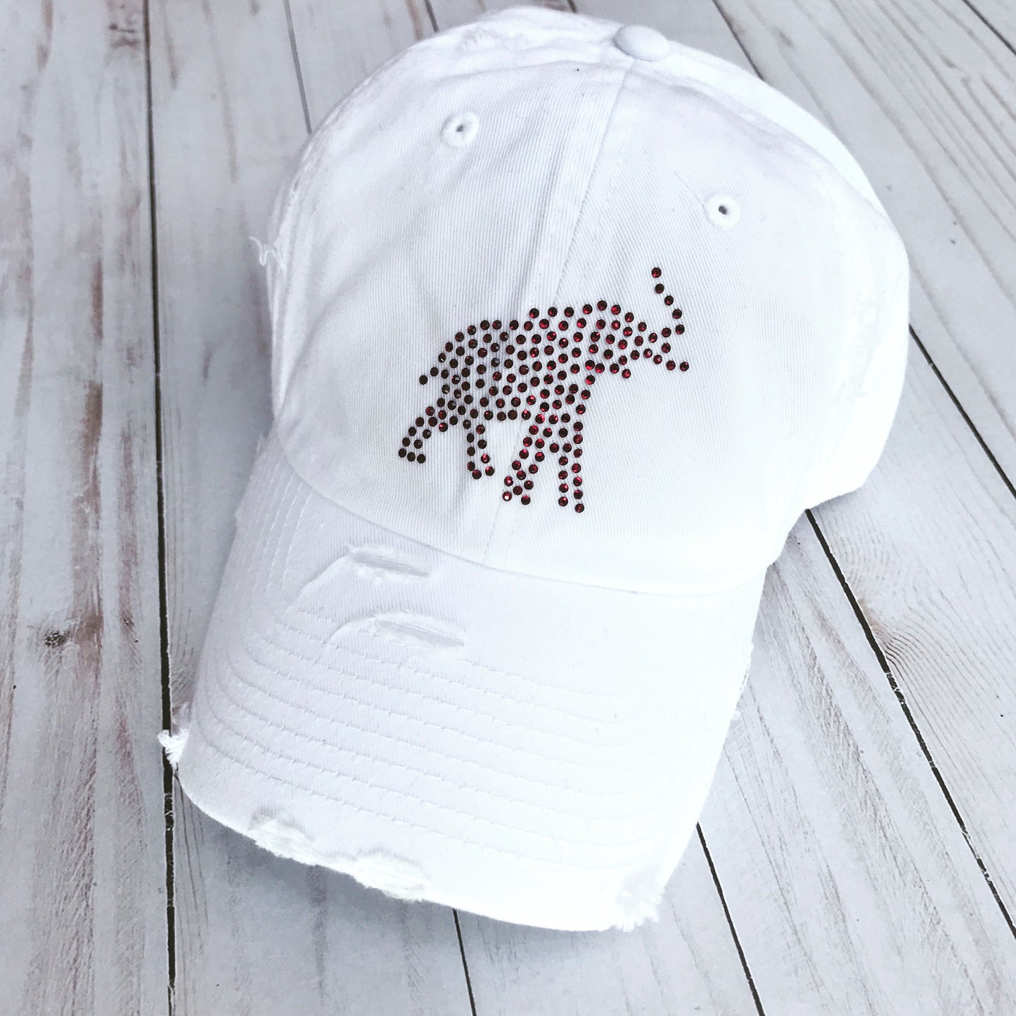 Delta Sigma Theta Sorority Rhinestone Elephant Red White Hat