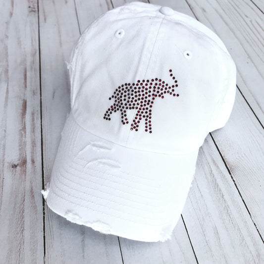 Delta Sigma Theta Sorority Rhinestone Elephant Red White Hat