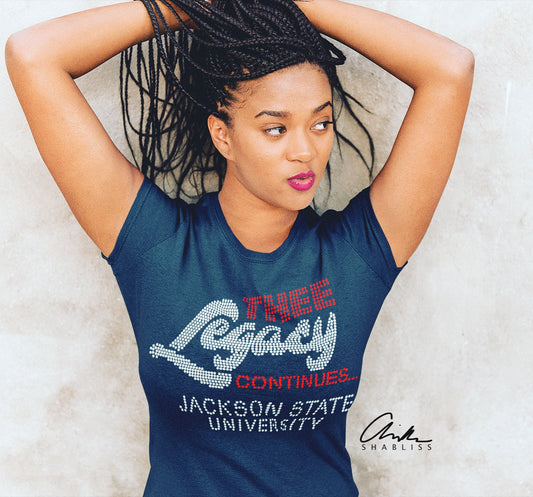 THEE Legacy Continues Rhinestone NAVY BLUE Shirt