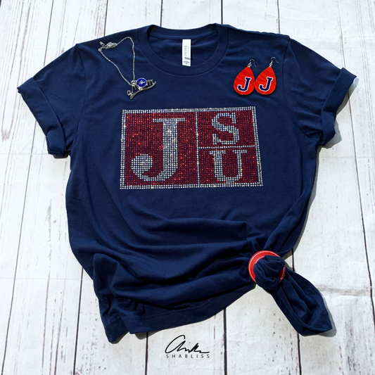 JSU Logo Rhinestone NAVY BLUE Shirt