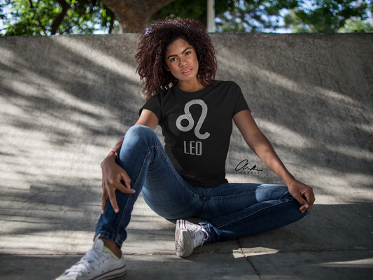 Leo Rhinestone Black Shirt