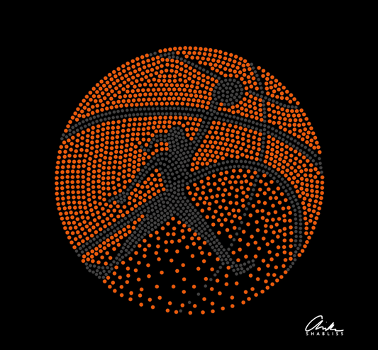 Basketball Silhouette Rhinestone Black Shirt