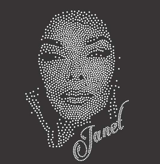 Janet Portrait Rhinestone Black Shirt