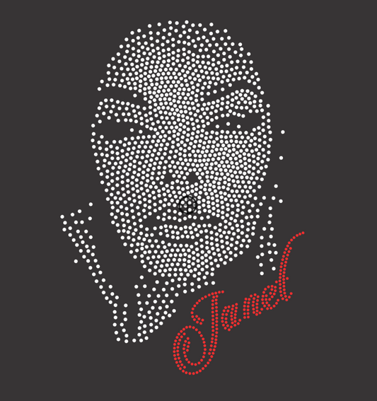 Janet Portrait Rhinestone Black Shirt