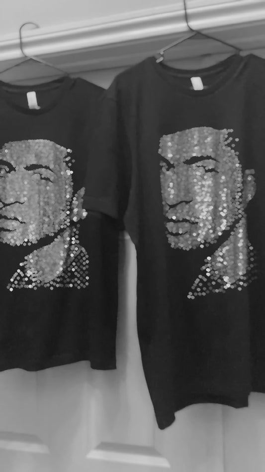 Usher Portrait Rhinestone Black Shirt