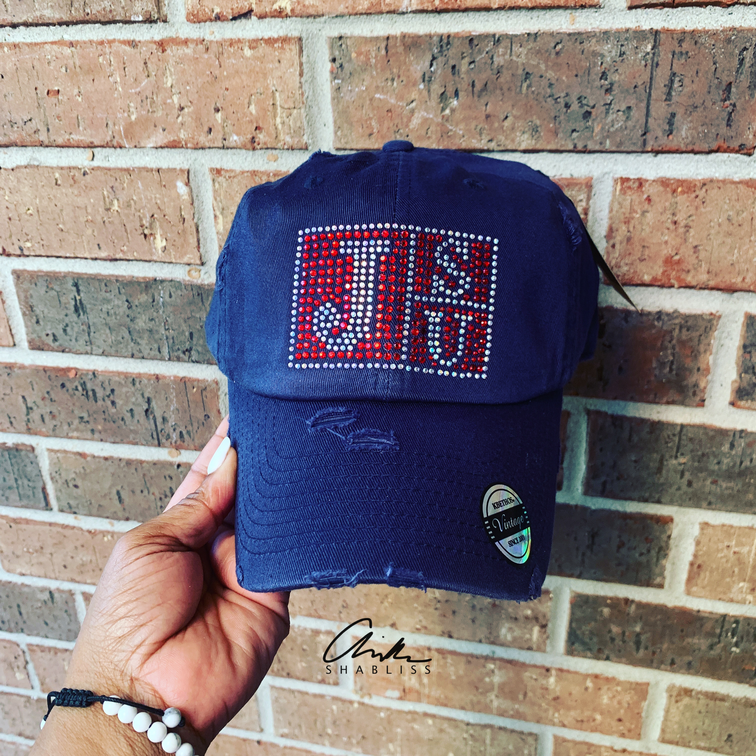 Jackson State University Logo Rhinestone Blue Hat