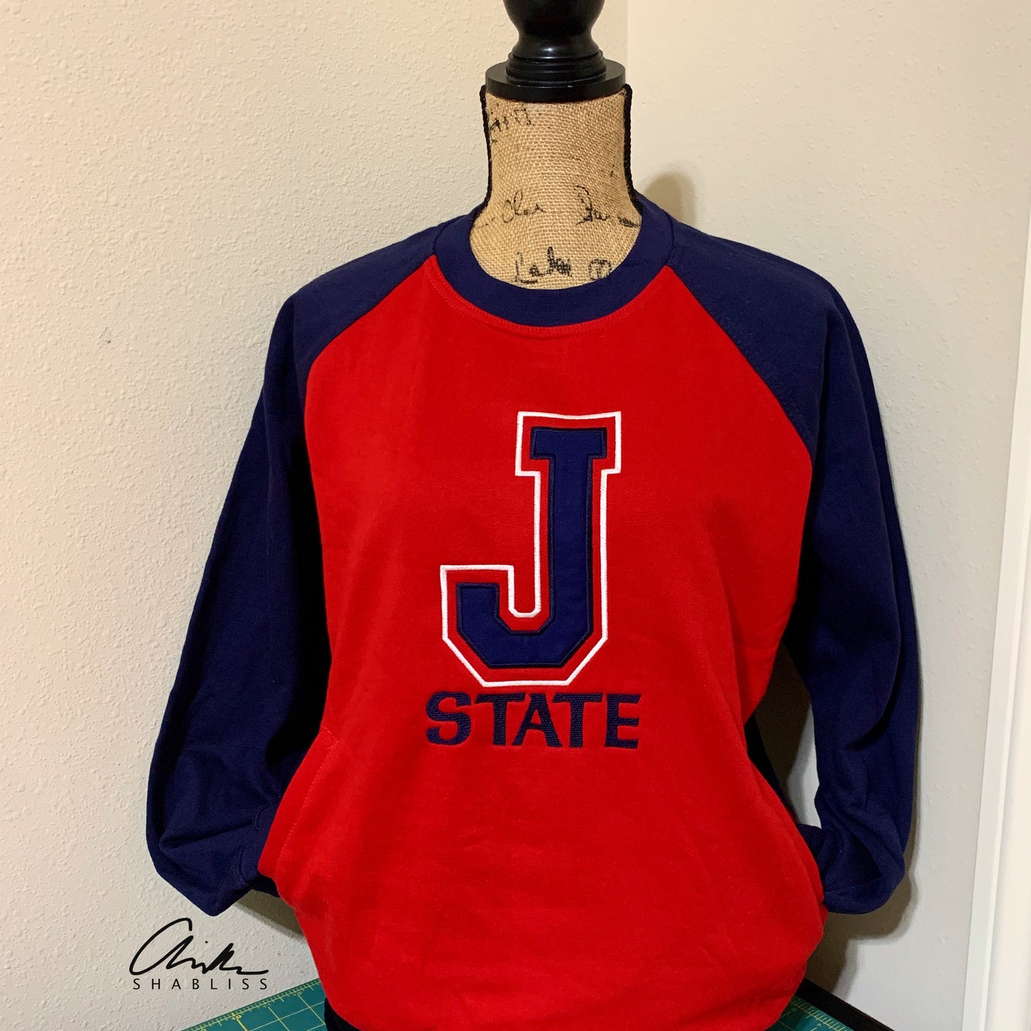 JSU Color Block Red and Blue Pocketed Sweatshirt