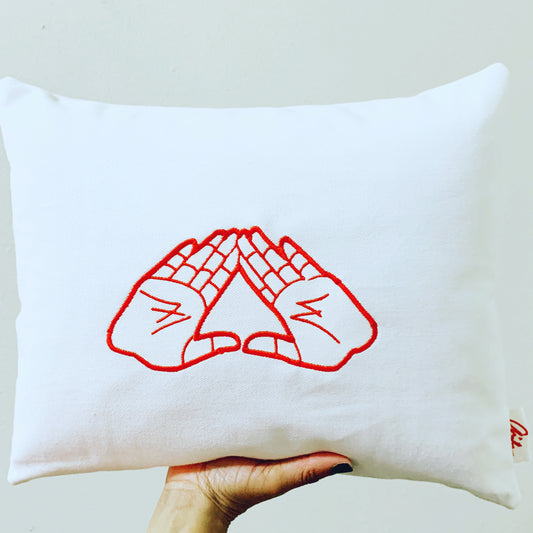 Delta Sigma Theta White with Red Hands Pillow