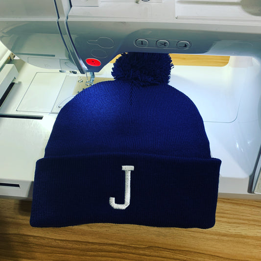 JSU J Letter Pom Pom Navy Blue Hat