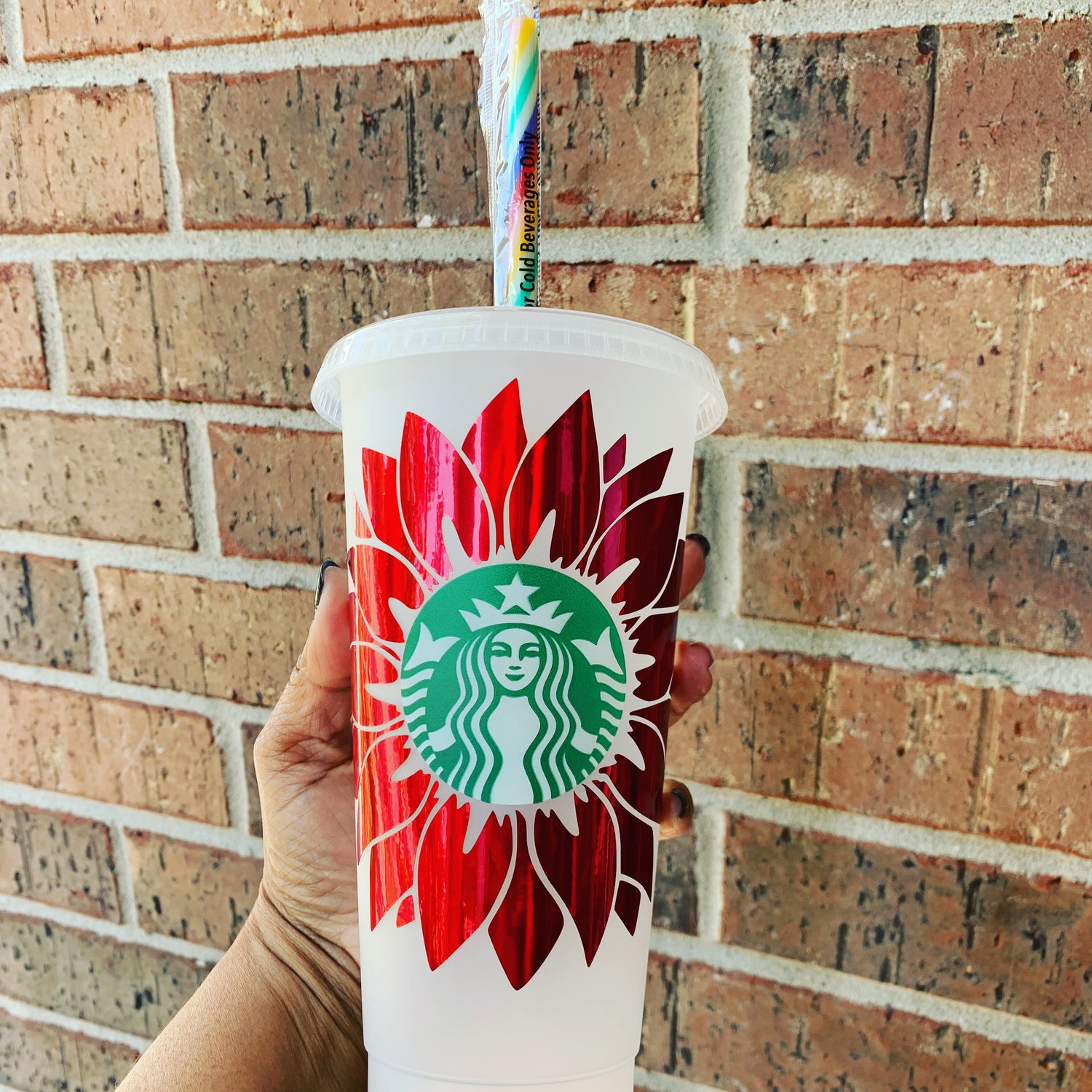 Starbucks Cold Cup with Sunflower Vinyl Decal