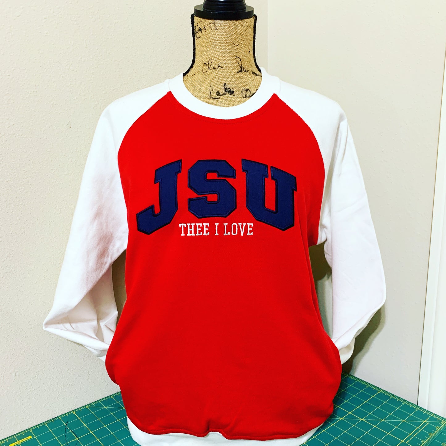 JSU Color Block Red and White Pocketed Sweatshirt