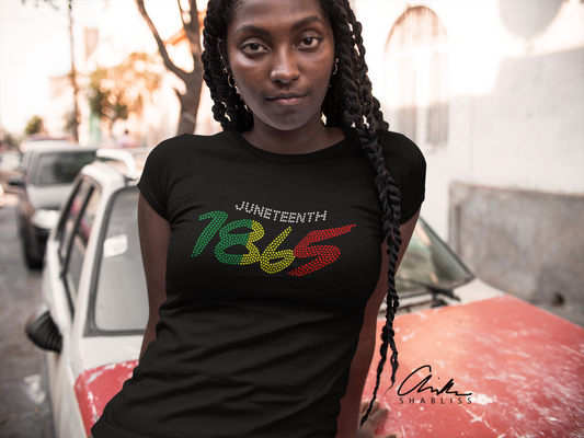 Juneteenth 1865 Rhinestone Black Shirt