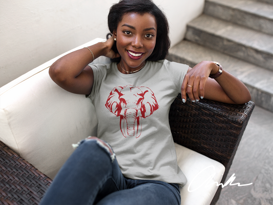 Red Elephant Gray Shirt